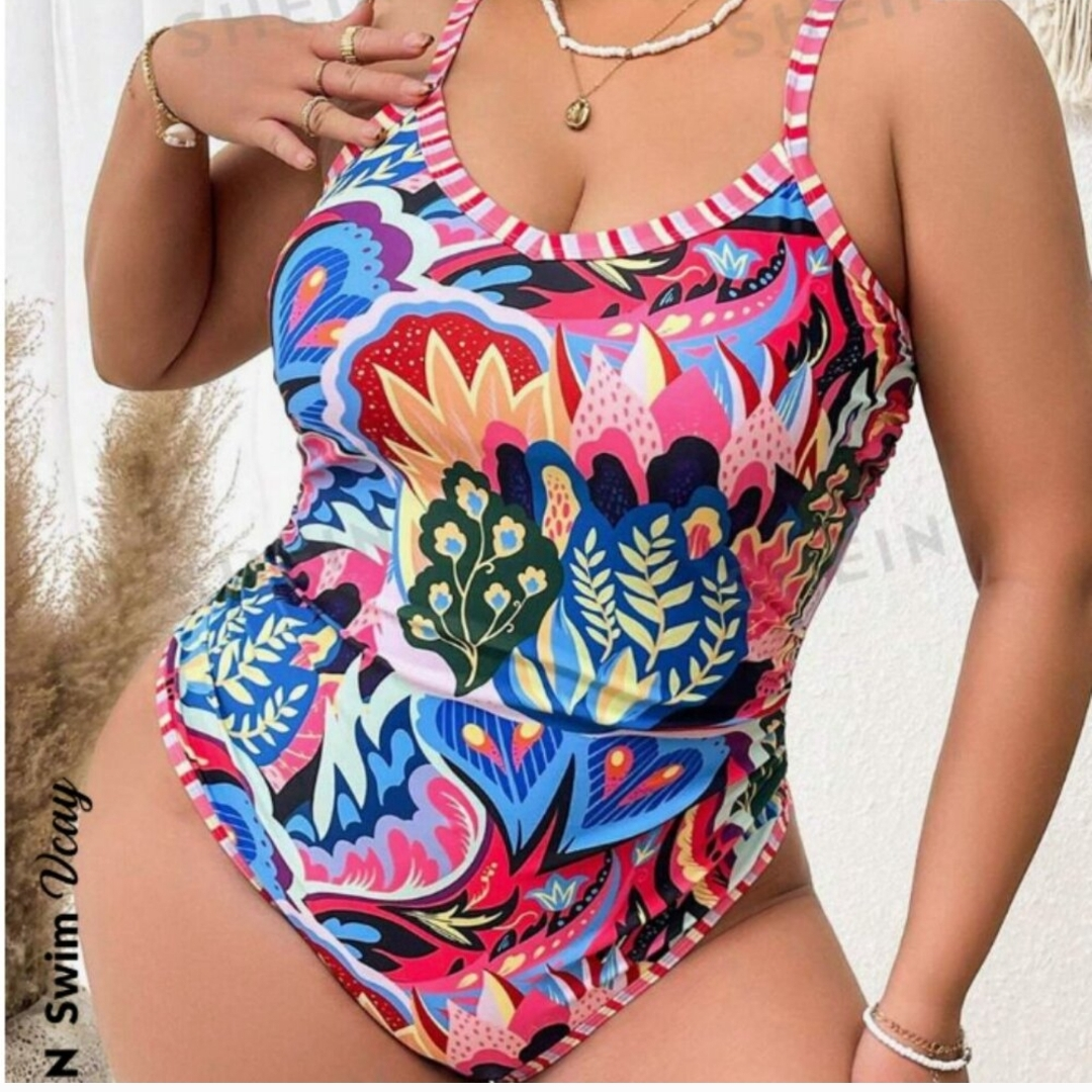 Plus Size Floral Print One-Piece Swimsuit - Size 14-18 - photo 3