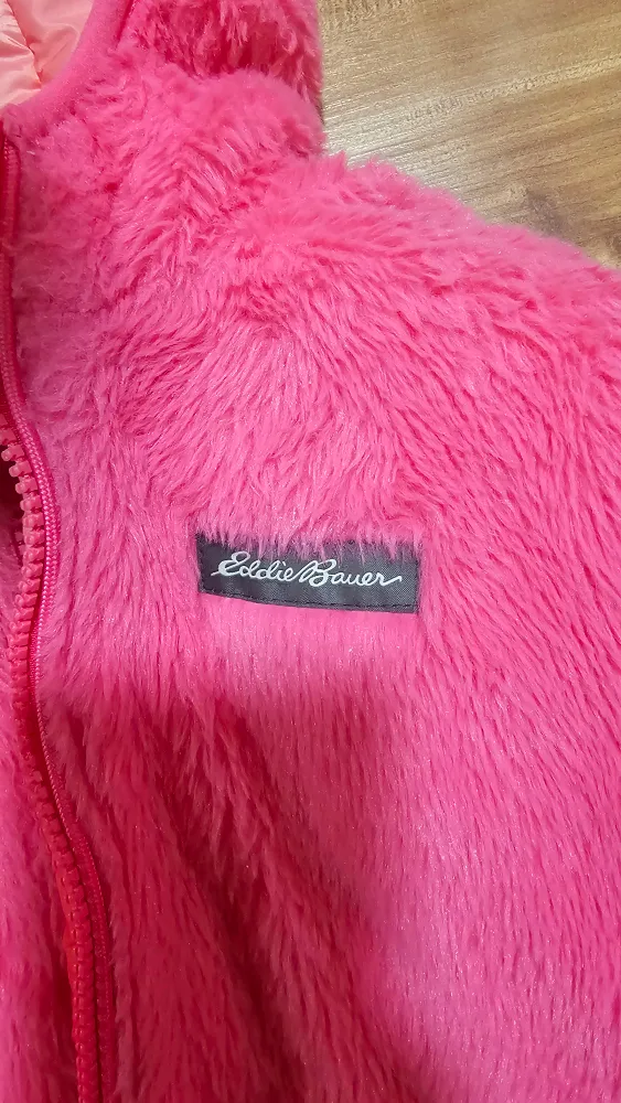Eddie Bauer Girls' Pink Reversible Fuzzy Fleece Jacket image indicator(4)