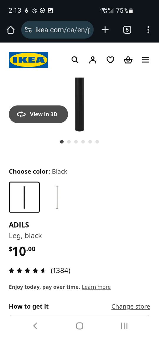 IKEA ADILS Black Table Legs - Set of Four (Free Table Top) - photo 4