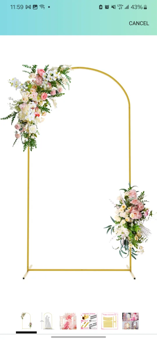 Gold Metal Arch Wedding Backdrop thumbnail