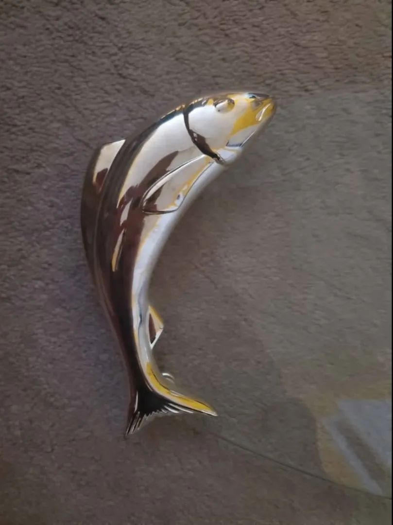 Oval Glass Serving Tray with 2 Silver Plated Fish Style Handles image indicator(2)