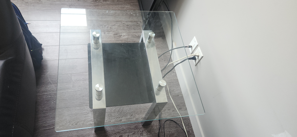 Glass and Metal Accent Table