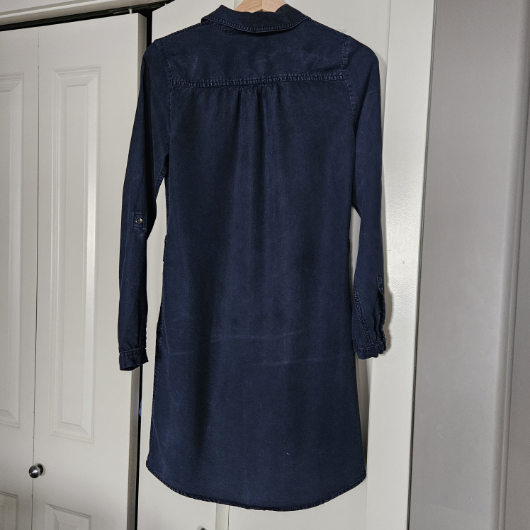 XXS Navy Blue Denim Shirt Dress - photo 2