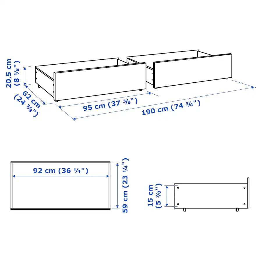 set of 4 IKEA MALM Underbed Storage Drawers - photo 3