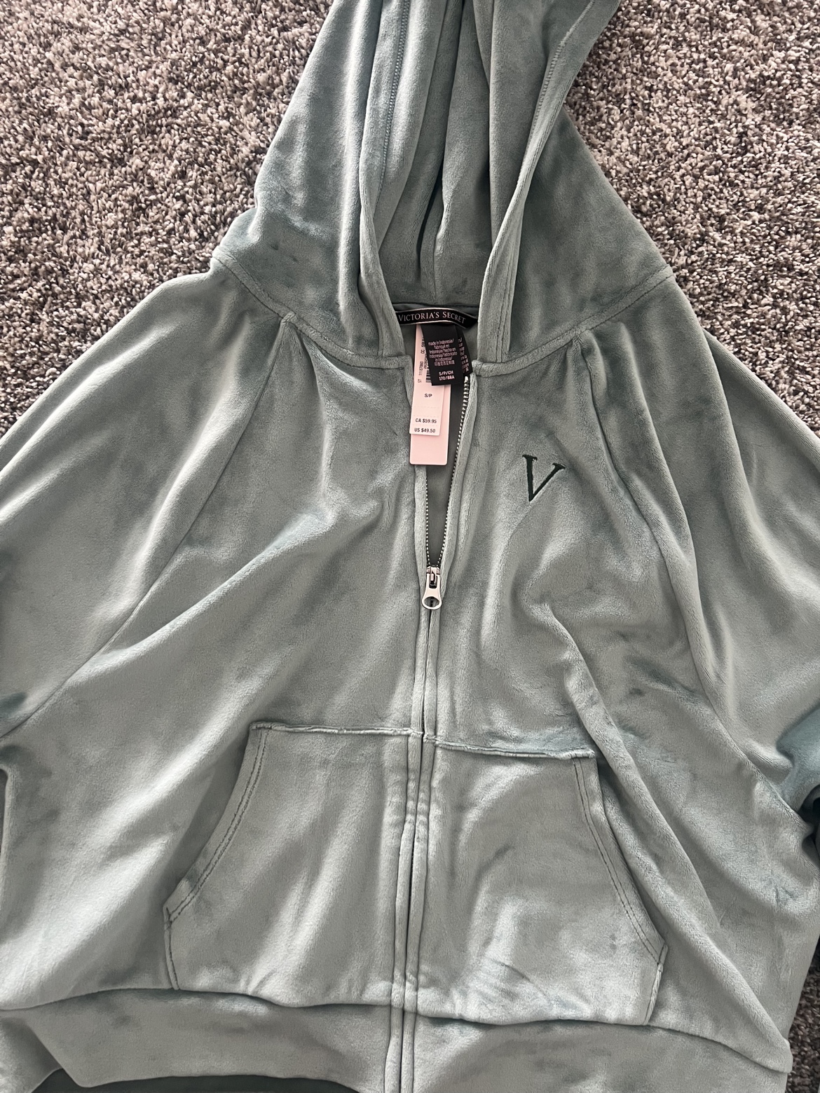 Victoria's Secret Velour Hoodie and Jogger Set - Size Small - photo 2