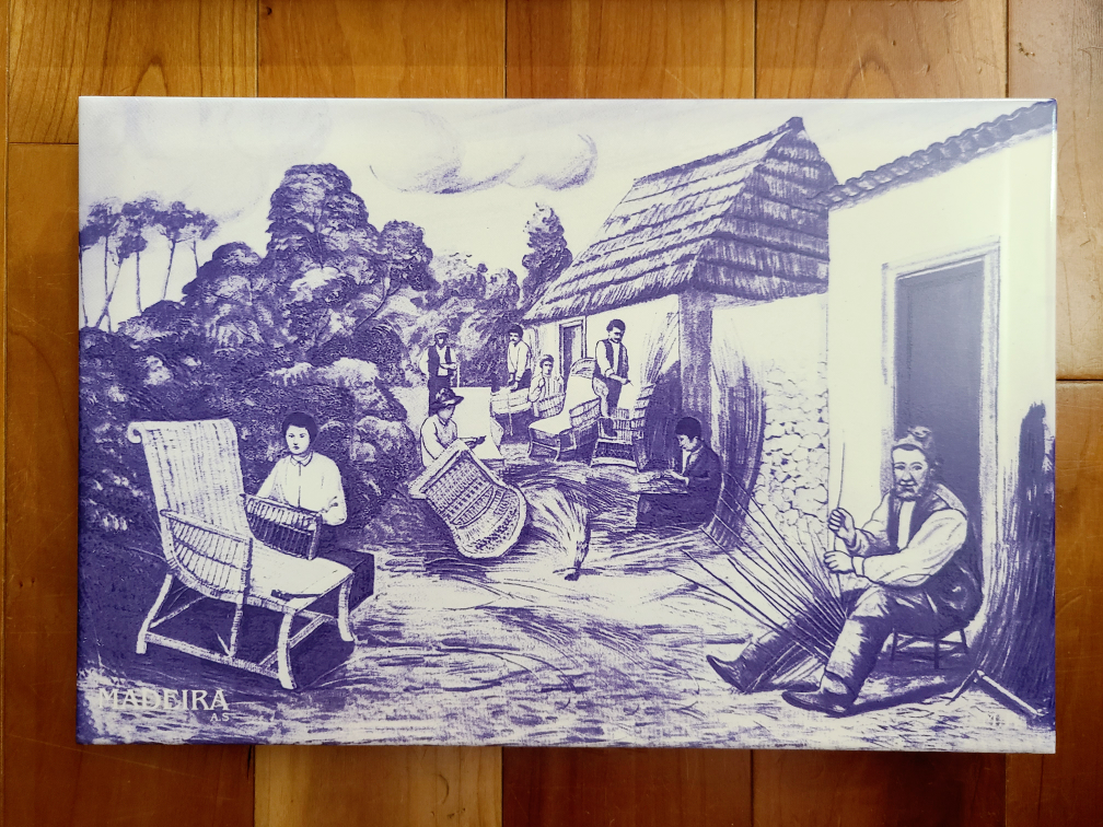 Vintage Madeira Island Wicker Basket Making Artwork - photo 2