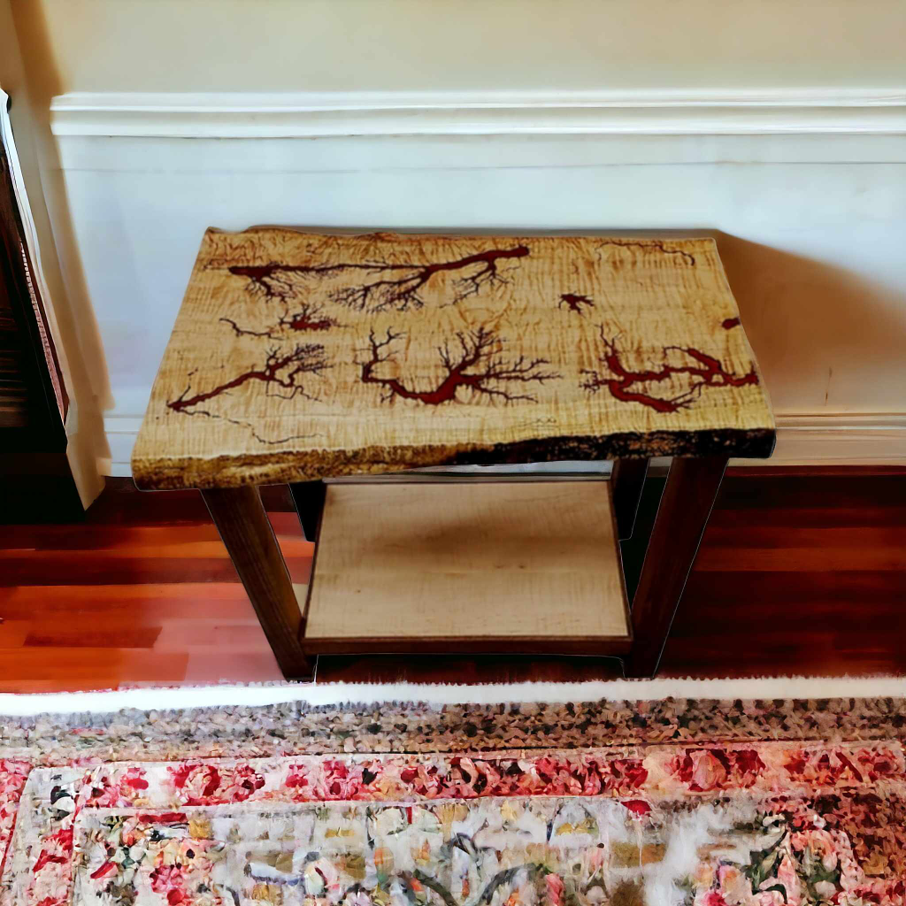 Unique Live Edge Accent Table with Red Resin - photo 4