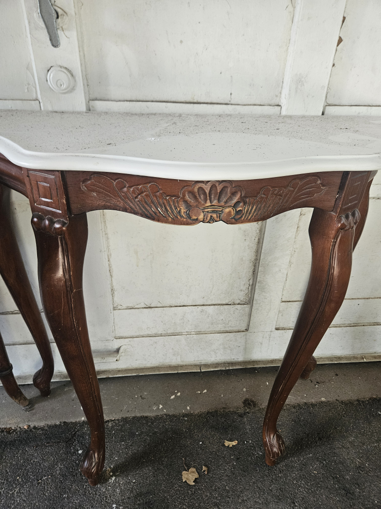 Antique Wooden Console Table with Marble Top - photo 5