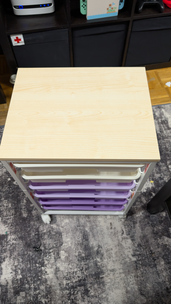 Rolling Storage Cart with 6 Drawers and Wooden Top - photo 2