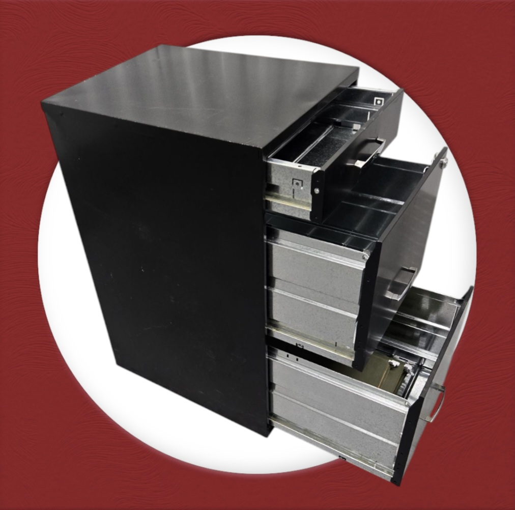Black Metal 3-Drawer Filing Cabinet