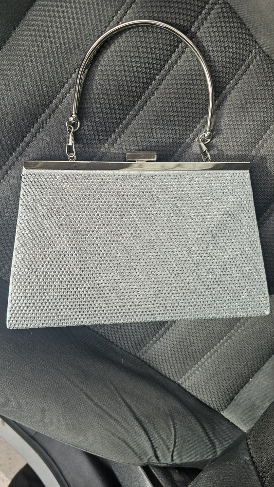 Silver sparkly clutch