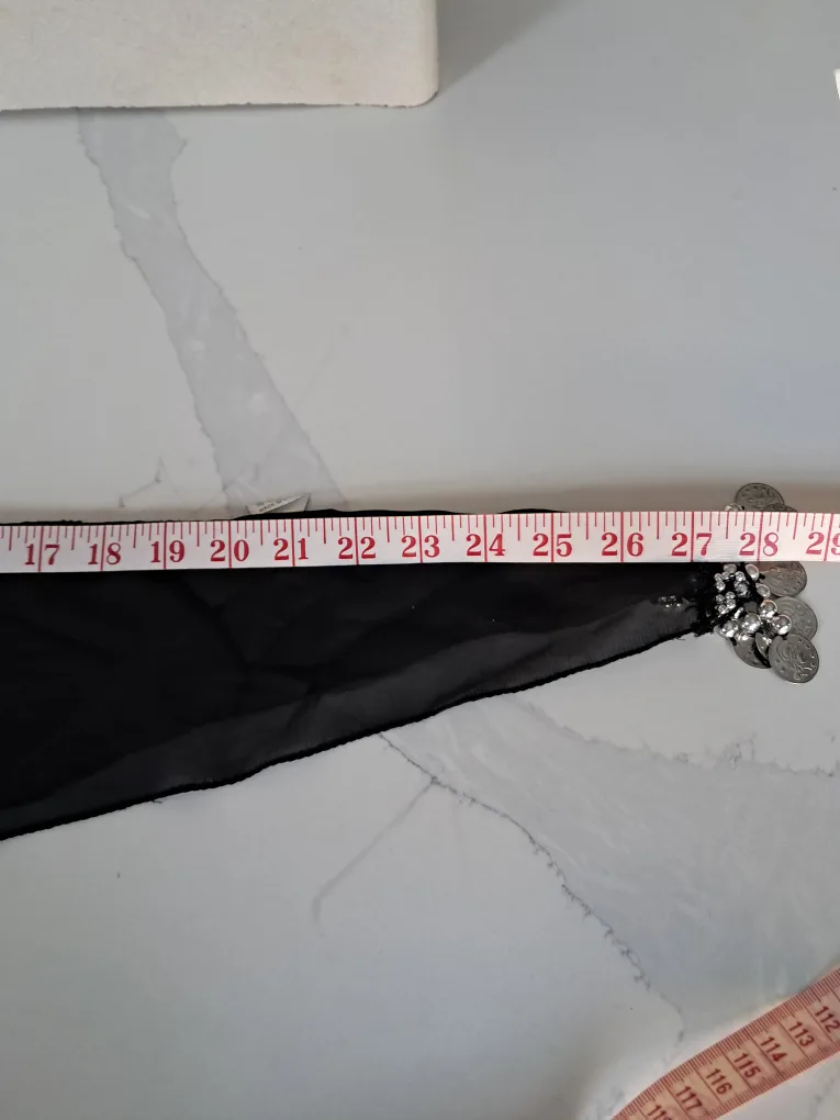 Belly Dance Hip Scarf - Black with Silver Coins image indicator(5)