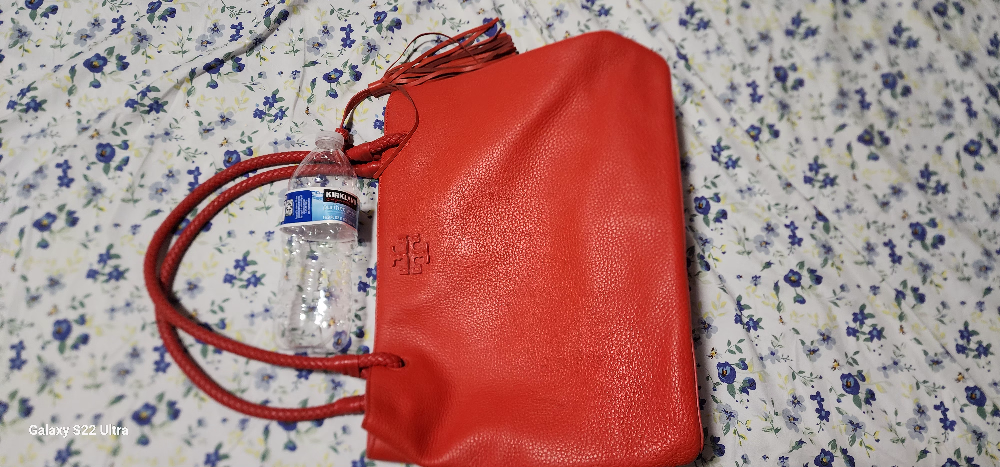 Red Leather Tote Bag