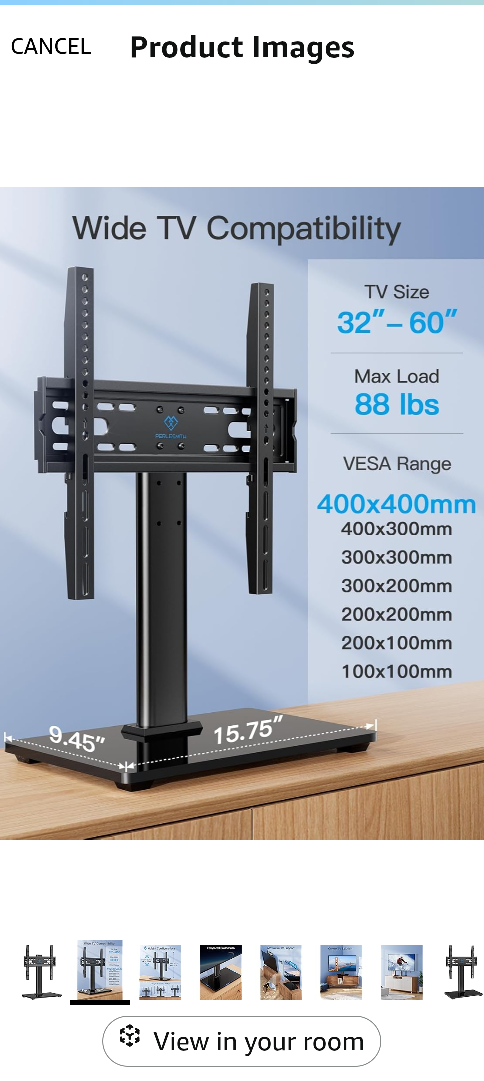 Perlesmith Universal TV Stand - Table Top for 32-60 inch TVs