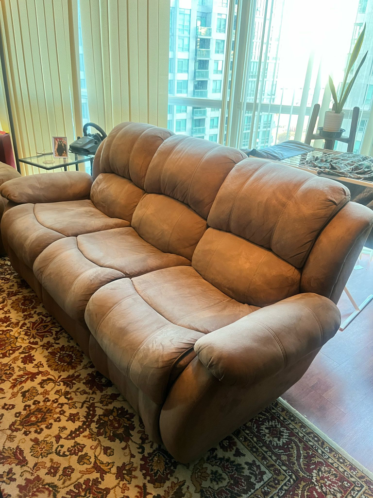 Reclining Sofa - Brown Microfiber