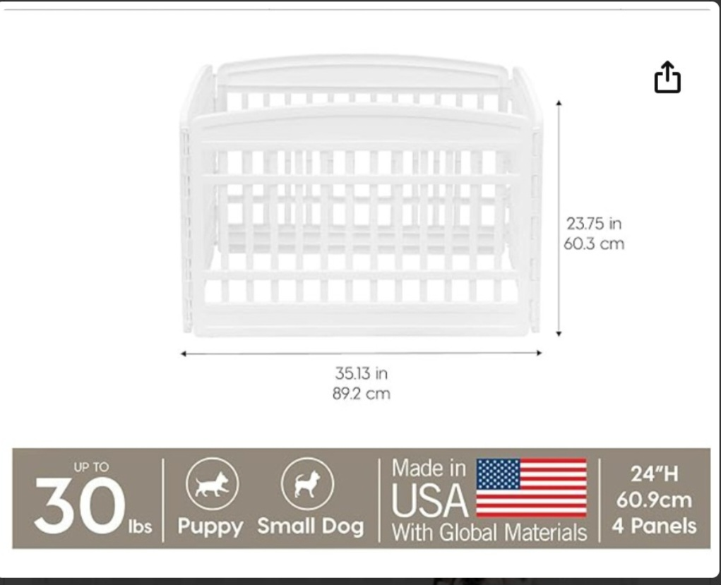 White Plastic Pet Playpen - 4 Panels