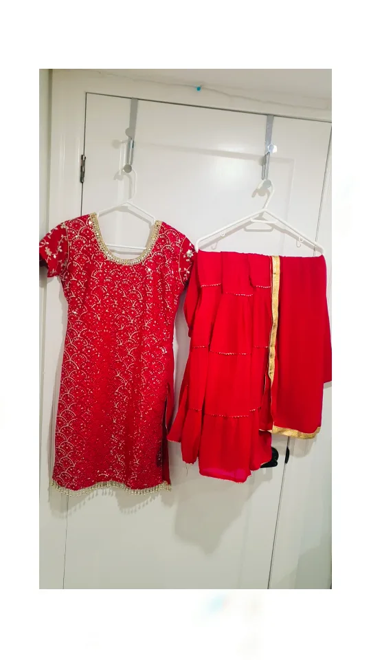 Beautiful Red and Gold Salwar Kameez image indicator(3)