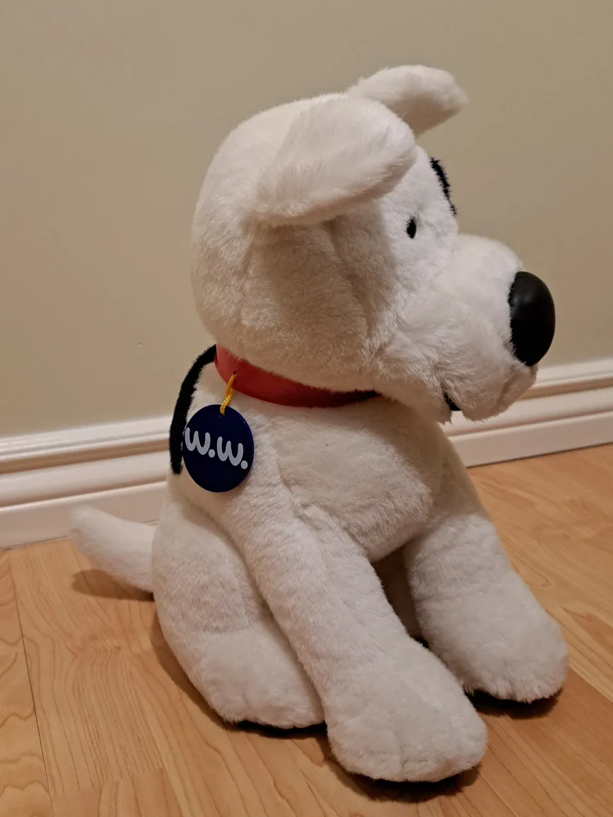 White and Black Plush Dog Toy 14" image indicator(2)