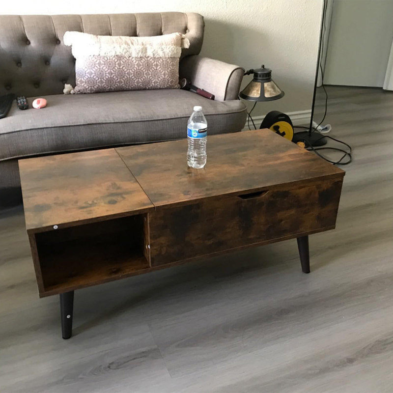 Lift-Top Wooden Coffee Table with Storage - photo 5