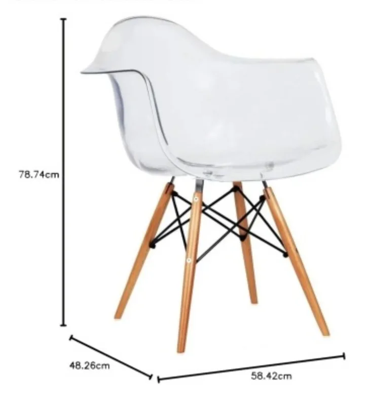 Smoked Grey Plastic Armchair with Wooden Legs image indicator(8)