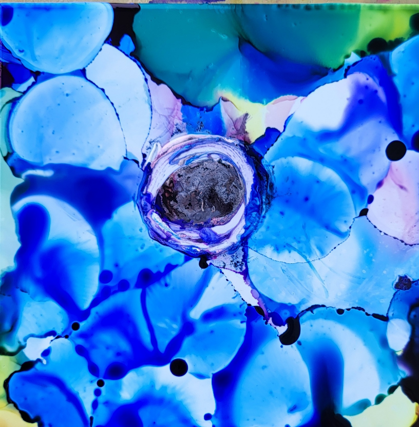 Set of Five Unique Alcohol Ink Flower Paintings - photo 5