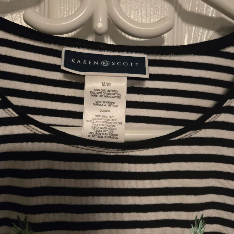 Karen Scott Women's Striped Pineapple T-Shirt image indicator(5)