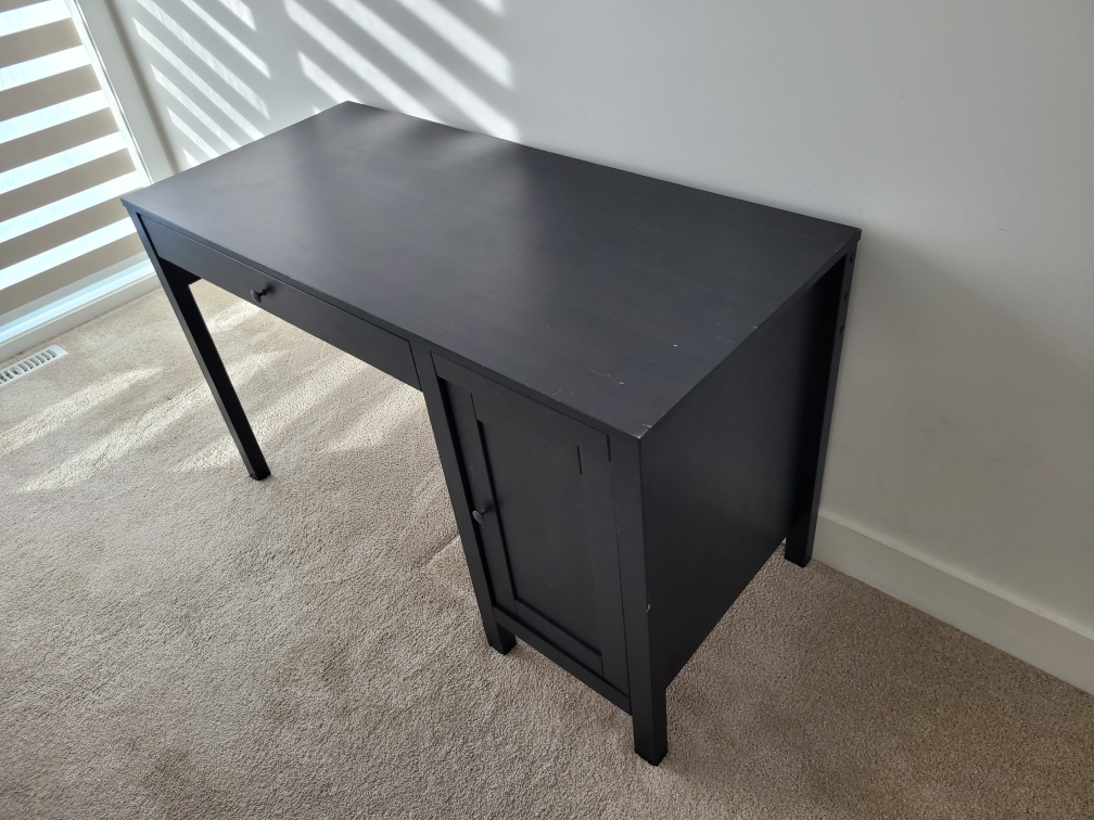 Black IKEA Desk with Cabinet - photo 3