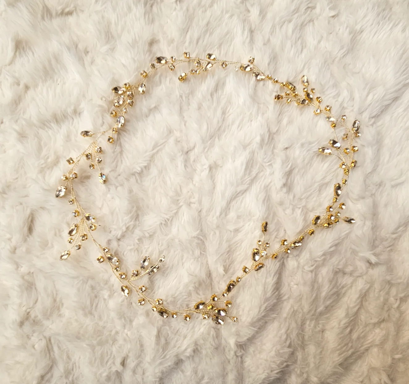 21" Bridal hair vine - headpiece - halo - Wedding image indicator(2)