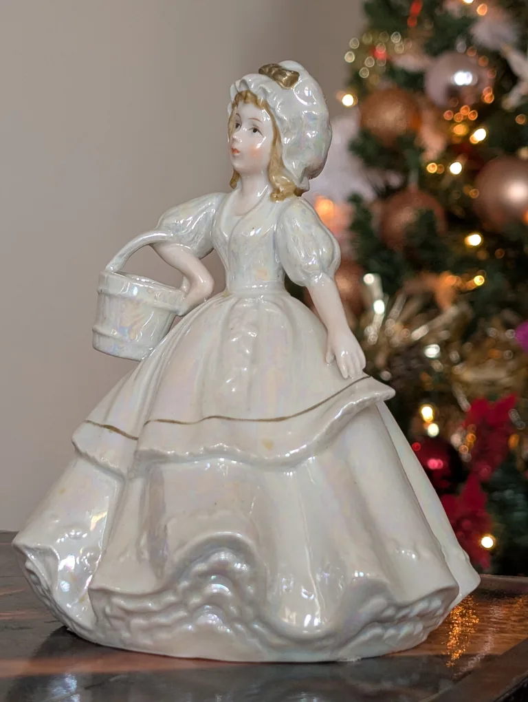 Vintage Ceramic Girl Figurine with Basket image indicator(2)