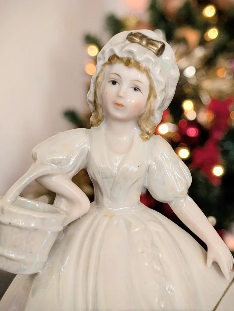 Vintage Ceramic Girl Figurine with Basket image indicator(5)