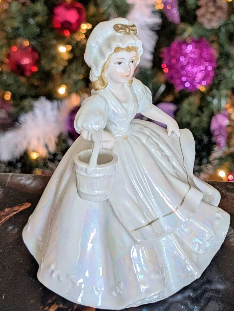 Vintage Ceramic Girl Figurine with Basket image indicator(7)