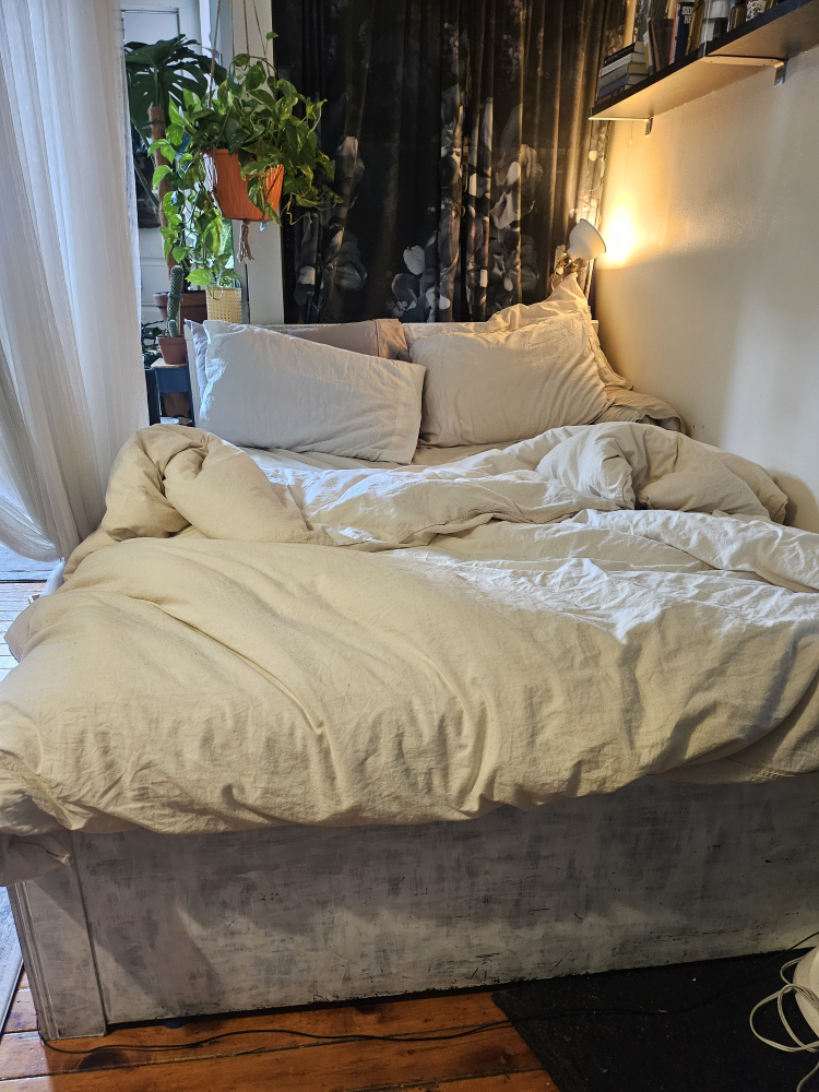 Queen-size Platform Bed Frame - Distressed White