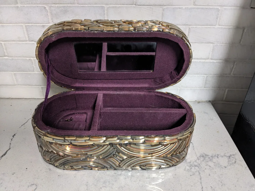 Gorgeous Gold & Brown Mosaic Jewellery Box image indicator(2)