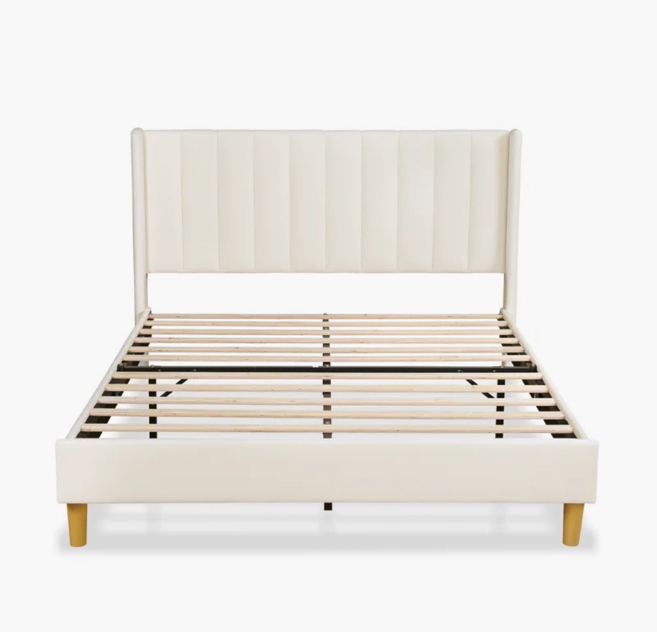 Cream velvet Headboard with bed frame - photo 3