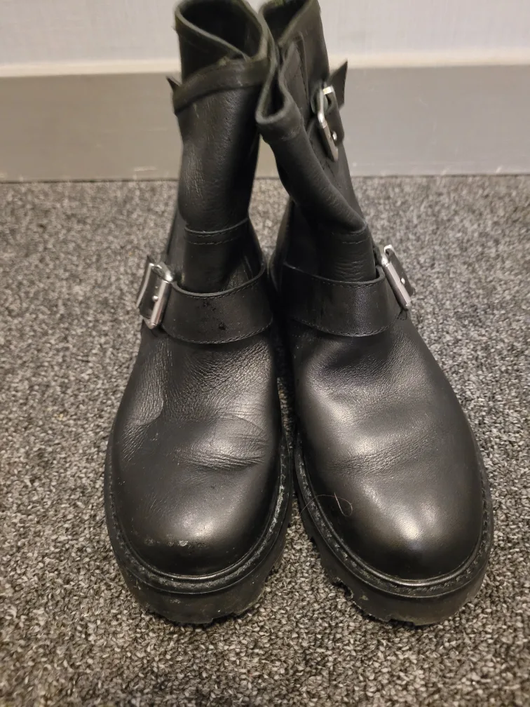 Banana Republic Black Leather Buckle Boots image indicator(2)