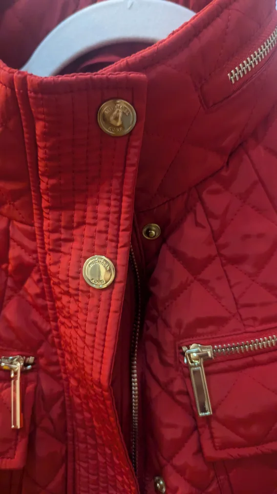 Michael Kors Red Quilted Jacket Size Small image indicator(7)