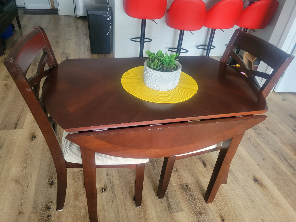 Small Wooden Dining Table Set with Two Chairs - photo 3