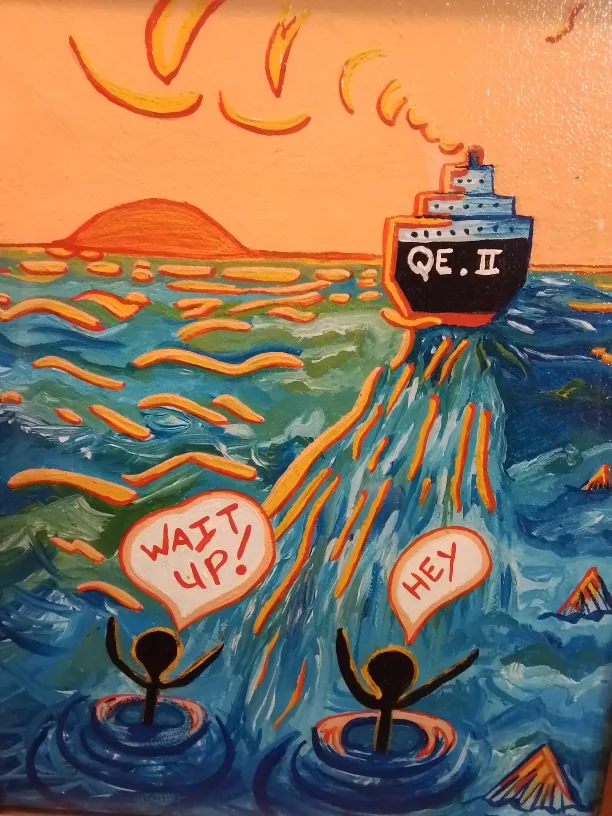 Framed Ocean Scene Original Painting - QE II Signed image indicator(2)