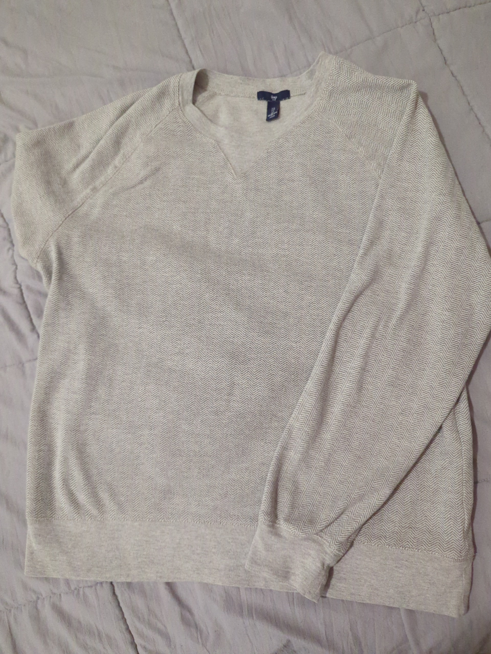 Men's Gap Grey Herringbone Crewneck Sweatshirt (minor stains)