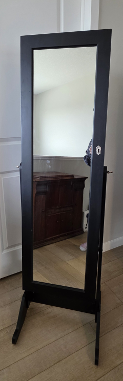 Full Length Freestanding Black Jewellery Armoire Mirror