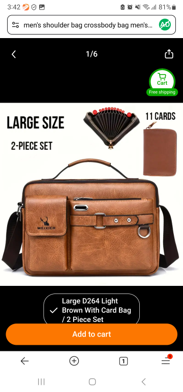 Brand New Brown Crossbody Shoulder Bag 2-Piece Set
