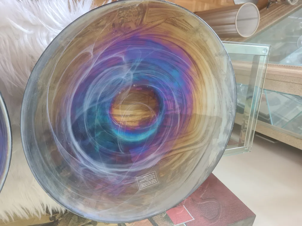 Pair of Large Iridescent Glass Decorative Bowls (Large) image indicator(3)