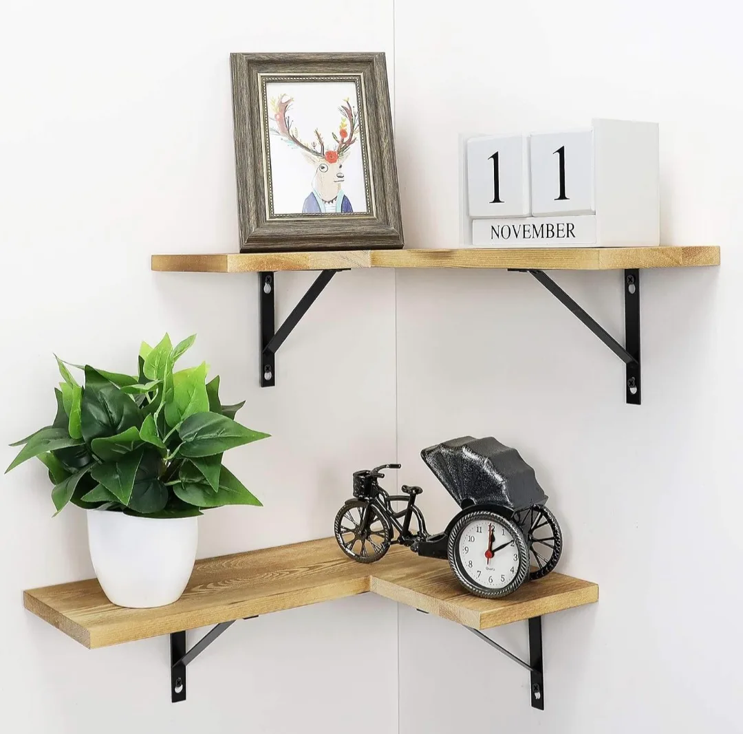 Pine Wood Corner Floating Shelves thumbnail