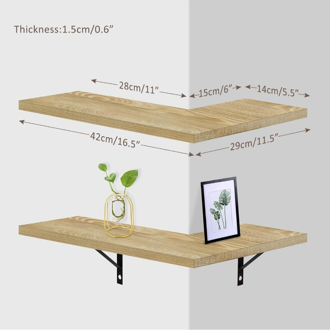 Pine Wood Corner Floating Shelves - photo 2