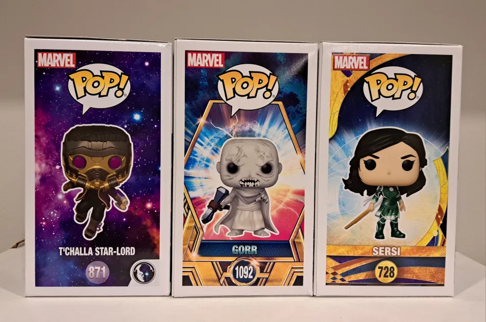 Marvel Funko Pop! T'Challa Star-Lord, Gorr, and Sersi image indicator(4)