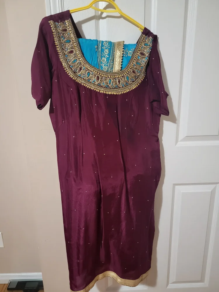 Beautiful Maroon and Turquoise Punjabi Suit thumbnail
