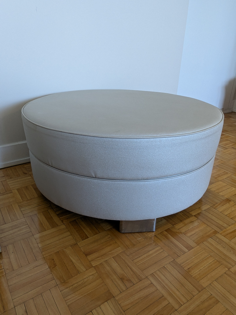 Round Storage Ottoman - Light Grey - photo 3