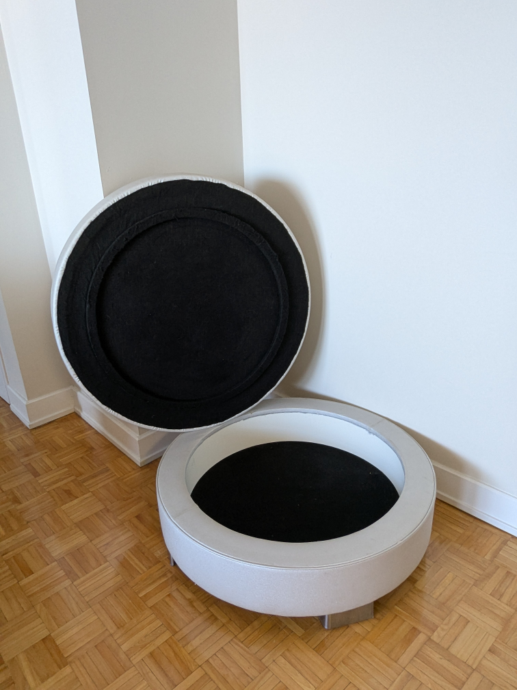 Round Storage Ottoman - Light Grey - photo 5