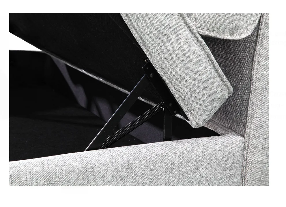 Grey Linen Chaise Lounge with Storage image indicator(2)