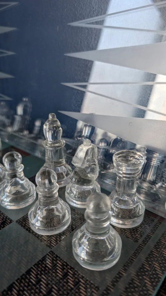 Glass Chess Set/Backgammon board (missing pieces) #freecycle image indicator(3)